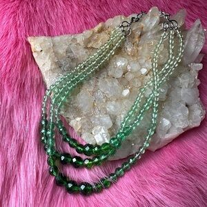 Vintage green Czech glass necklace